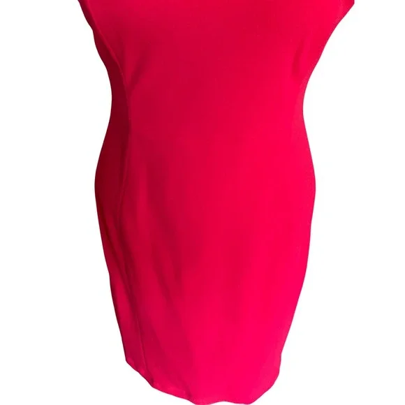 Calvin Klein 12 Red Mock Neck Bow Sheath Dress Office Siren Professional Midi 12 - Picture 13 of 13